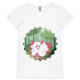 Forest Nine Tailed Fox Womens VNeck TShirt