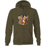 Baby Tigers AS Colour Stencil - Pocket Hoodie Sweatshirt