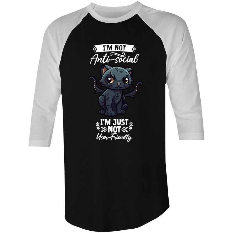 Antisocial Cat Monster AS Colour Raglan - 3/4 Sleeve T-Shirt Ogo Merch