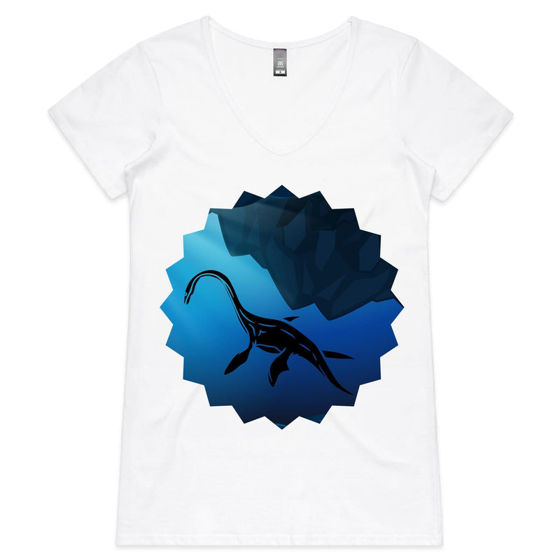 Plesiosaur AS Colour Bevel Womens VNeck TShirt Ogo Merch