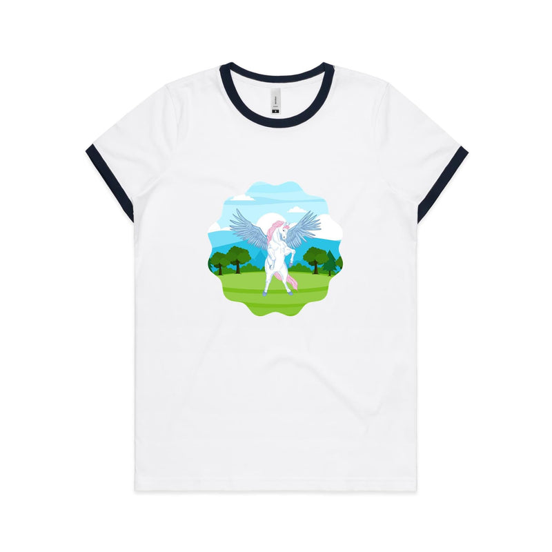 Colourful Pegasus AS Colour Women's Ringer Tee Ogo Merch