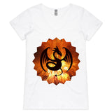 Volcanic Dragon AS Colour Bevel Womens VNeck TShirt