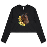 Sunflower Horse AS Colour - Women's Long Sleeve Crop Tee