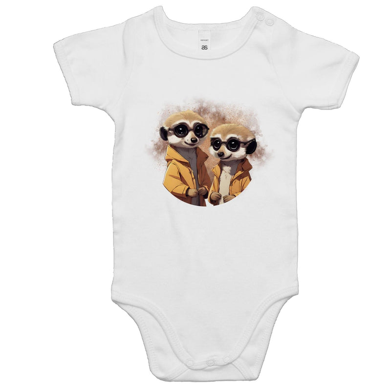 Meerkats in Jackets AS Colour Mini Me - Baby Onesie Romper Ogo Merch