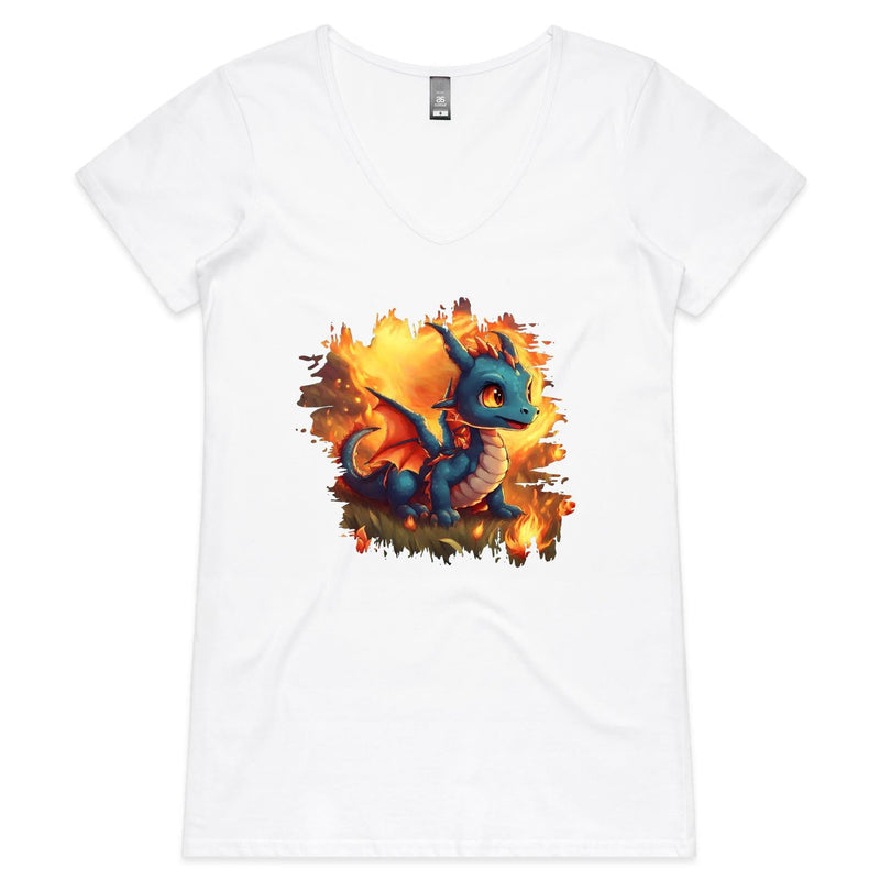 Baby Dragon AS Colour Bevel Womens Vneck Tshirt Ogo Merch
