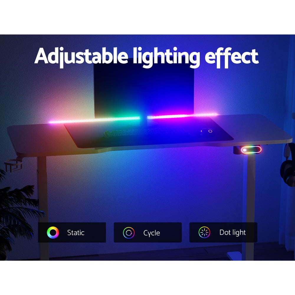 Artiss Electric Standing Desk Sit Stand Gaming Desks RGB Light