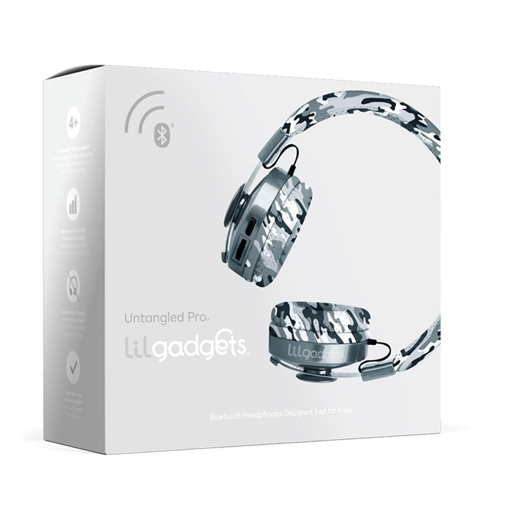 LilGadgets Untangled Pro Premium Children's Wireless Headphones Snow Camo