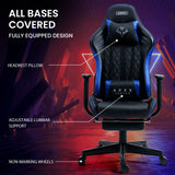 OVERDRIVE Apex Series Reclining Gaming Chair with Footrest, Black and Blue