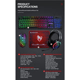 T-Wolf TF400 4-pcs Rainbow Keyboard/Mouse/Headphone/Mouse Pad Kit Set