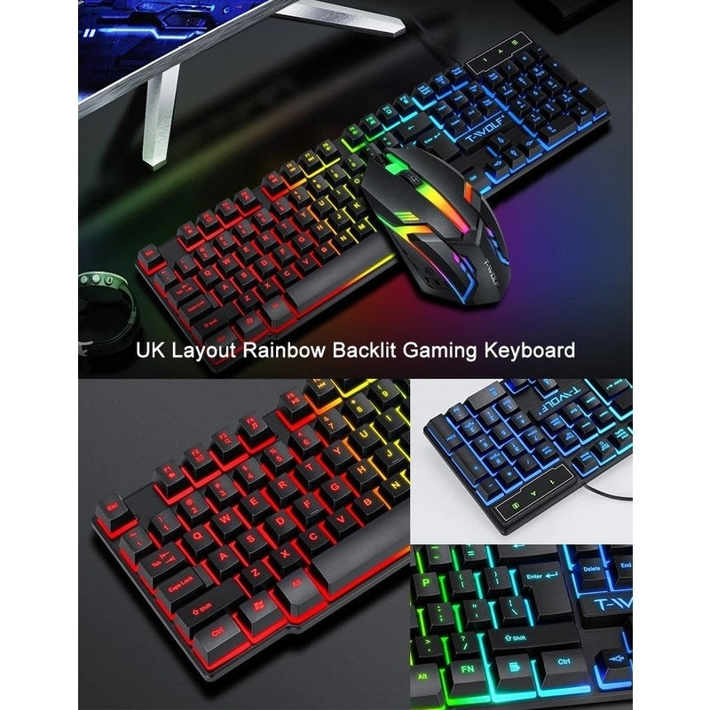 T-Wolf TF800 RGB Gaming Keyboard/Mouse/Headphone/Mouse Pad Set