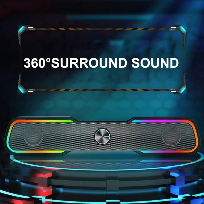 HP DHE-6002 Wired Soundbar RGB Light Multimedia Speaker